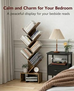 Étagère à <span class=keywords><strong>livres</strong></span> en forme d'arbre à six étages, petite étagère décorative d'angle, rangement pour salon, chambre ou bureau, couleur marron campagnard - Product Image 6