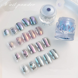 ผงสีโครเมี่ยมออโรร่า 6 สี สำหรับตกแต่งเล็บอะคริลิค กลิตเตอร์ PET สีมูนไลท์ - Product Image 1