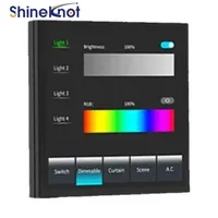 Shineknot Tuya Interrupteur intelligent à écran tactile de 4 pouces pour rideaux, avec fonction de gradation, écran complet, Zigbee, prise en charge des langues hors ligne