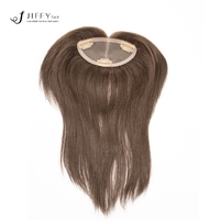 Vente en gros de couleurs respirantes sans colle # Topper de cheveux humains noir pour femmes, en stock