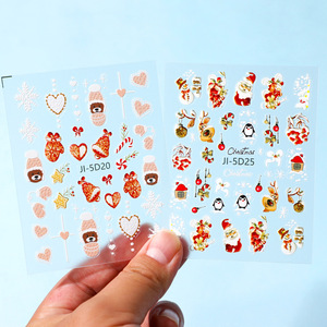 Pegatinas de uñas navideñas en relieve 5D, calcomanías de uñas autoadhesivas con dibujos animados de árbol de Navidad para niños, arte de uñas al por mayor - Product Image 4