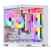 High-Airflow Mesh Design Snowman ATX Mid Tower Computer Case PC Chassis Tempered Glass Side Panel for Gaming Computer Front USB