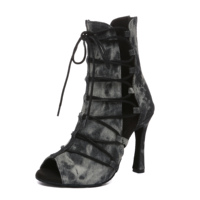 LUOQIAO Violet Denim High-Top Jazz Ankle Boots Femmes Sexy Soft-Sole High-Heeled High-Heeled Bachata Salsa Latin Dance Shoes 7.5cm