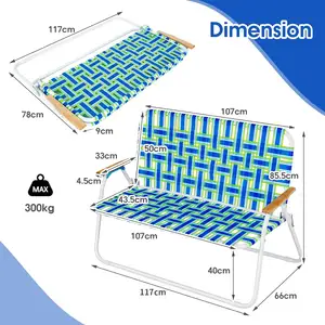 NPOT leichtes Outdoor-Picnic-Sessel Strandstuhl für Balkon 2-Personen faltbarer Gartenterrassensessel mit Armlehne Stoff modern