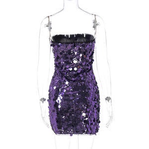 Robes pour femmes Viviblook Z0203DS02, été, nouvelle robe de soirée sexy à paillettes, sans bretelles, coupe ajustée - Product Image 4