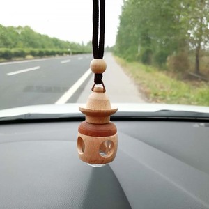 Tower Wooden Cap Hanging <b>Car</b> Perfume Bottle Empty Glass Essential Oil Diffuser <b>Car</b> Air Freshener Pendant <b>Ornament</b> - Product Image 3