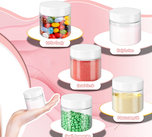 Envase cosmético PETG transparente de 2 oz con tapas de plástico blanco Etiqueta personalizada Embalaje de crema Almacenamiento de viaje Botellas vacías - Product Image 2