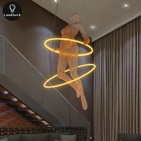 Grand lustre long à LED personnalisé pendentif carré de luxe diverses sculptures en acier inoxydable pour la maison bureau hôtel ovale