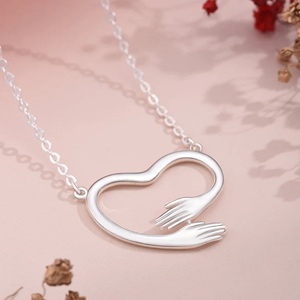 Meilleure vente 925 collier en argent naturel Moissanite filles ou femmes naturel embrassant amour câlin coeur collier de fournisseurs - Product Image 3
