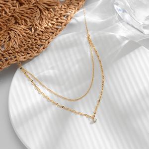 Collier chaîne tendance en acier inoxydable avec zircon, personnalisable, résistant à l'eau et inaltérable, pour femme, vente en gros - Product Image 3