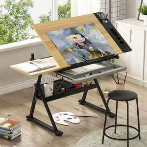 Modern School Furniture Multi-function <strong>Drawing</strong> Desk with Drawers Adjustable Drafting Table Students Writing Desk - Product Image 3