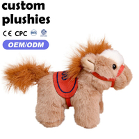 Promotion : Porte-clés pendentif poney en peluche douce et moelleuse, motif animal de ferme Kawaii avec selle, pour les passionnés d'équitation