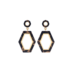 Boucles d'oreilles pendantes tendance en acier inoxydable 316L plaqué or PVD, durables et résistantes, forme hexagonale - Product Image 2