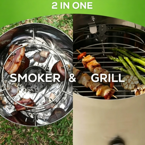 Barbecue vertical à charbon de bois grande capacité en acier inoxydable avec aérations réglables pour un contrôle précis de la chaleur - Product Image 5