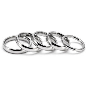 <strong>Titanium</strong> Steel <strong>Rings</strong> for Women <strong>Men</strong> High Polish Plain Dome Silver/Gold/Rose Gold Wedding Band Comfort Fit - Product Image 2