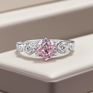 防水925スターリングシルバーローズカットアイシングアウトピンクジルコニア女性用リングエンゲージメント約束リングジュエリー卸売 - Product Image 1
