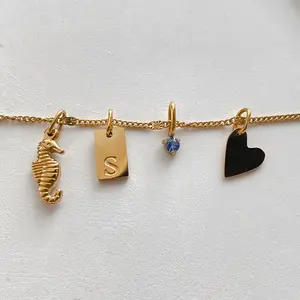 Collana EManco con Cavalluccio Marino e Lettere d'Amore, Gioielli in Acciaio Inossidabile Color Oro, Ciondolo Fai-da-Te per Donne, Regalo per Amiche, Dropshipping - Product Image 4