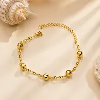 Bracelet chaîne torsadée en acier inoxydable plaqué or avec perles texturées pour femme, bijou décontracté au quotidien