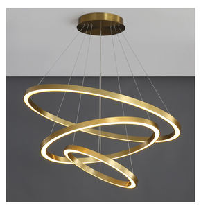 Grande lampe à LED de luxe noire ronde personnalisée Dimmable lustres nordiques modernes linéaires en aluminium lampes suspendues - Product Image 1