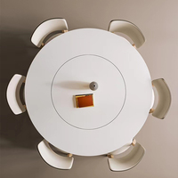 Ensemble de table et de chaises rondes en marbre de luxe moderne pour 4, 6 ou 8 personnes, meubles de cuisine et de salle à manger