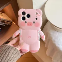 Coque de téléphone souple 3D mignonne en forme d'ours de dessin animé pour iPhone 11 13 12 14 15 16 17 Pro Max 14 15 Plus