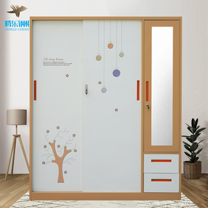 Nuevo diseño de armario de dormitorio personalizado Impresión de flores y blancas Estructura Kd Hierro de acero Almirah con precio barato - Product Image 3