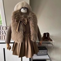 Ensemble trois pièces décontracté pour filles : Gilet et robe pull plissée kaki, style automne, tenue tendance pour enfant