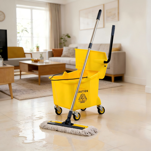 Seau essoreur à presse latérale 36L, manivelle ABS, utilisation à une main, facile à presser, mobile, pour l'entretien ménager des hôtels - Product Image 6