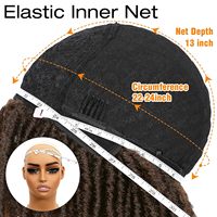 Perruque Dreadlock Courte Tressée Afro Bouclée Fausses Locks Cheveux au Crochet Sans Dentelle Fibre Synthétique Haute Température Densité 180% Noir