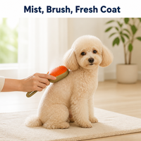 Brosse de toilettage à vapeur pour animaux de compagnie, poils en silicone, réservoir d'eau étanche, poignée en boucle pour chiens et chats