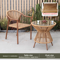 Ensemble de tables et chaises en rotin d'extérieur empilables, nouveau style chinois, table et chaises de jardin pour cour, balcon, détente, Dingshuai