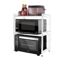 Grille de four à micro-ondes extensible à 2 niveaux réglable h pliable rangement de cuisine rack à micro-ondes en métal