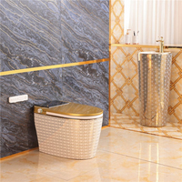 Bidet électrique de luxe doré au sol Commode Salle de bain S Trap Automatic Wc Intelligent Gold Smart Toilet Bowl