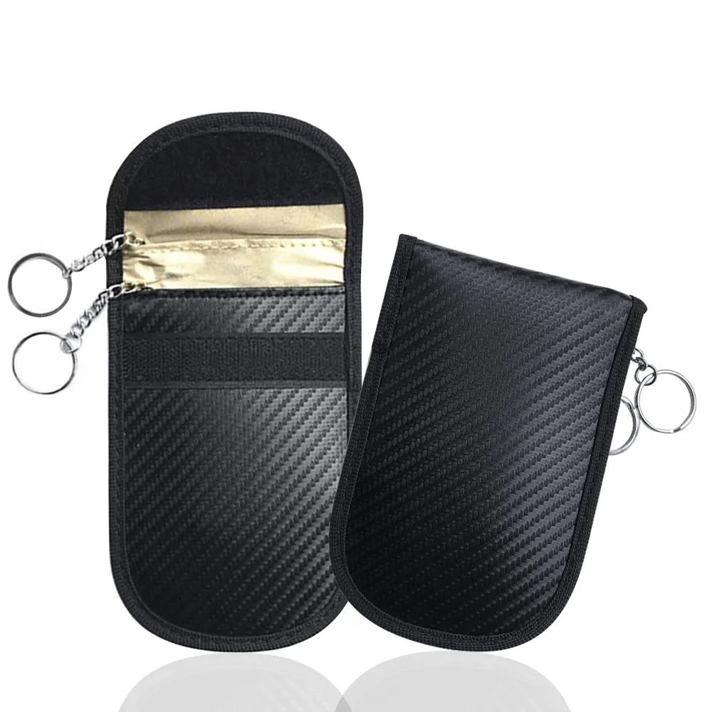 Bolsas personalizadas de fibra de carbono, bolsa de faraday sem chave com 2 chaves, atualização de moda anti hacking para chave de carro, carteira