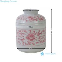 RZKR98-C-D Neue Chinoiserie Handbemalte Gedrehte Pfingstrosen-Blumen Zylindrische Keramik-Taschentuchbox