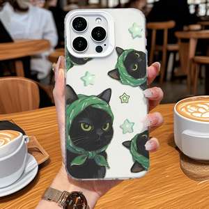 <span class=keywords><strong>เคส</strong></span>โทรศัพท์กันกระแทก ลายแมวดำบนผ้าพันคอสีเขียว รุ่น TPU สำหรับ 11-17 ป้องกันรอยนิ้วมือ พร้อมป้องกันเลนส์ - Product Image 3