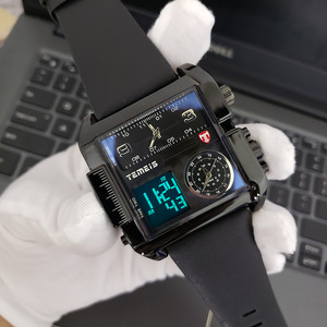 Elegante reloj de cuarzo para hombre con caja redonda, correa de cuero y pantalla analógica - Product Image 1