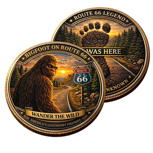 <span class=keywords><strong>Moneta</strong></span> Commemorativa Stock Bigfoot sulla Route 66 "Wander the Wild" - Artigianato in Metallo a Tema Autostrada Leggendaria Americana - Regalo Decorativo - Product Image 1