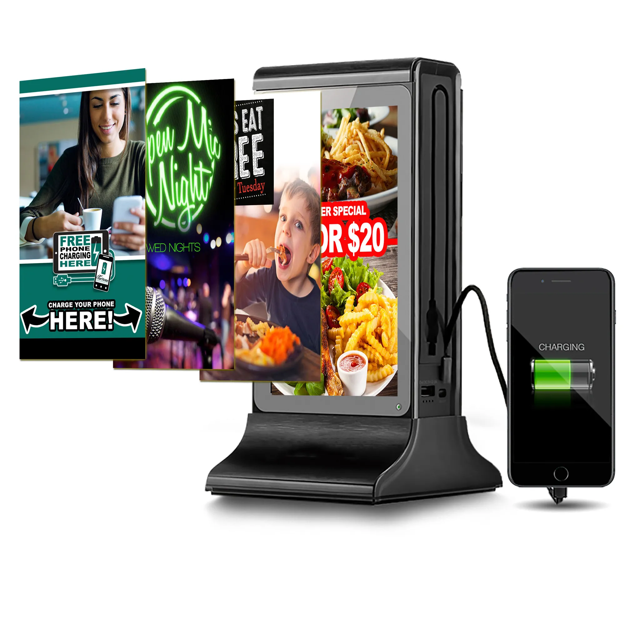 FYD-835SD Restaurant Table Top Stand Double Sides 7 Inch WiFi Touch LCD Digital Table Advertising Display Player Menu Display