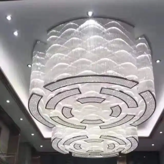 Hotel Project Traditional K9 Crystal Large Ceiling light LED dimmable remote control for indoor hotel villa entrance lobby etc