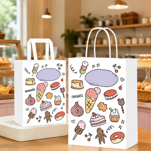Custom Logo Printed Recycled Food <b>Packaging</b> <b>Bags</b> With Handle White Brown Kraft Paper <b>Bags</b> For Food Gift Clothing Shopping - Product Image 1