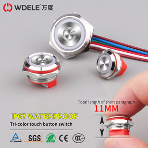 WD12/16/19/22/mm Short-travel Waterproof Metal Button <strong>Switch</strong>, Ring-shaped <strong>Led</strong> Light <strong>with</strong> RGB Three-color Common Positive Pole - Product Image 2