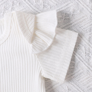 Conjunto de Ropa para Niña de 0 a 18 Meses, Mono de Manga Corta con Volantes + Overol Estampado de Color Sólido, Ropa para Bebé Recién Nacido - Product Image 4