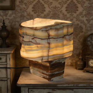 Lámpara de Mesa Decorativa Vintage con Patrón de Jade Natural para Hotel, Dormitorio, Mesita de Noche, Pasillo, Estudio, Hogar, Iluminación Interior - Product Image 2