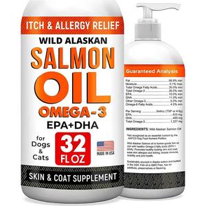Aceite de Salmón Salvaje de Alaska para Perros y Gatos, Aceite de Pescado 100% Puro, Alimento Líquido para la Piel y el Pelaje, Suplementos para la Caída del Pelo de Perros, Articulaciones, Sistema Inmunológico - Product Image 1