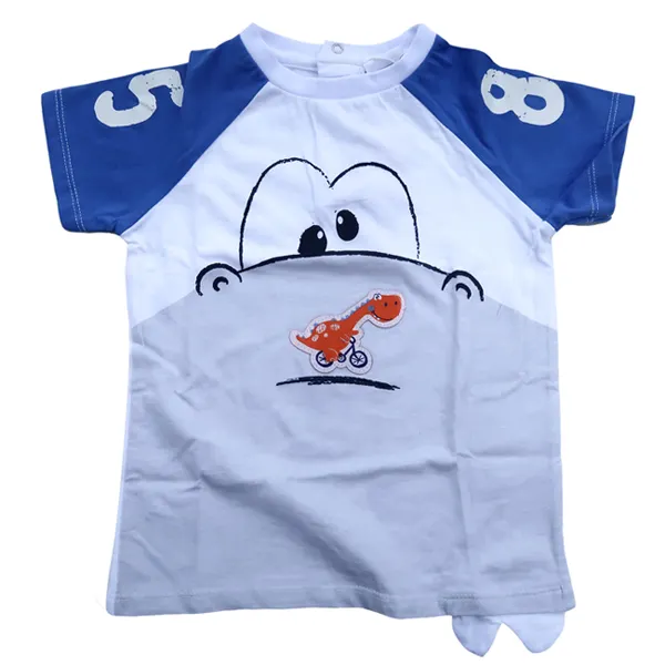Conjunto de camiseta infantil, conjunto de camiseta de verão com manga curta estampa de desenho animado gola redonda