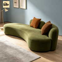 Sofá Modular Curvo de Estilo Moderno de Mediados de Siglo con Estructura de Madera Sólida para Sala de Estar, Apartamento y Áreas de Recepción de Hotel