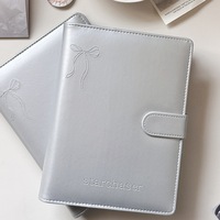 Carnet à spirales A5 rose avec nœud papillon et bordure en dentelle, couverture texturée en polyuréthane, organiseur à 6 trous pour notes, cadeau d'affaires