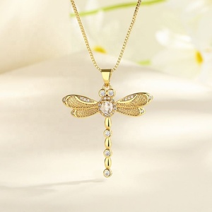 Colliers originaux en zircon plaqué or 18 carats, motif libellule exquise, vente en gros, bijoux de mode pour femmes - Product Image 5