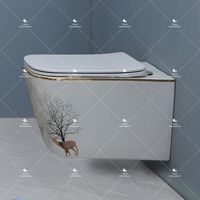 WC mural en céramique moderne avec siège à fermeture douce, réservoir encastré, design gain de place pour salle de bain de luxe